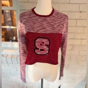 NWT nuyu NCSU Wolfpack Ladies Long Sleeve Terry Crop Top Size Large